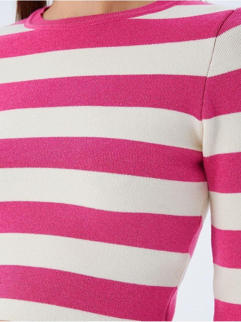 Pull en maille côtelée rayée mixray Cerise - Kiabi