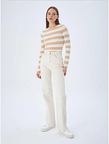 Pull en maille côtelée rayée mixray