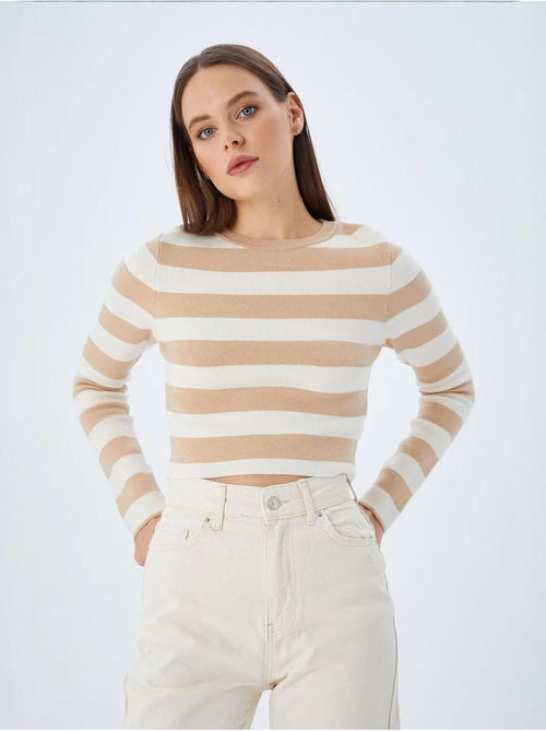 Pull en maille côtelée rayée mixray - Kiabi
