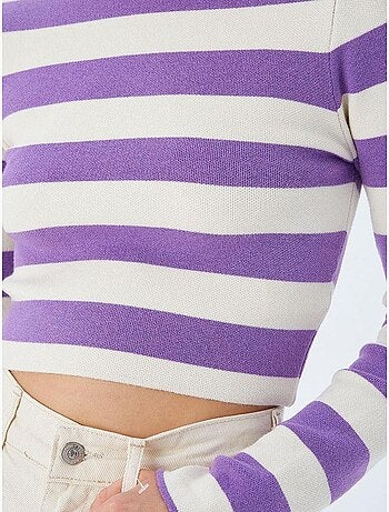 Pull en maille côtelée rayée mixray