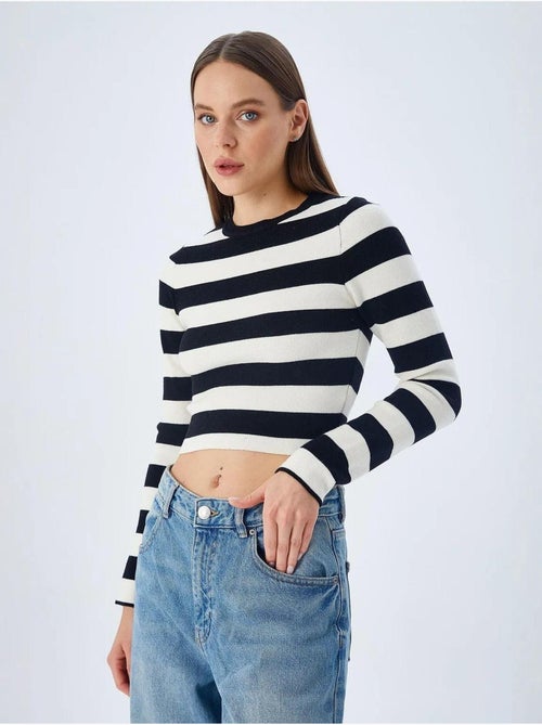 Pull en maille côtelée rayée mixray - Kiabi Pull en maille côtelée rayée mixray - Kiabi