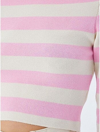 Pull en maille côtelée rayée mixray