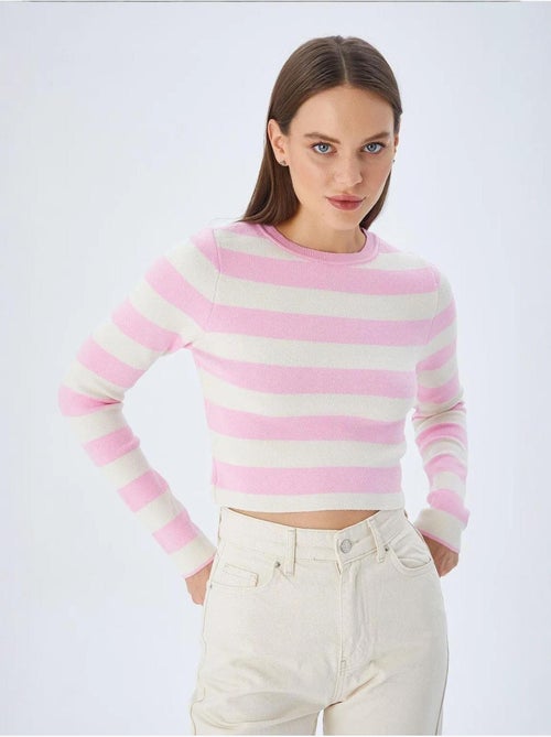 Pull en maille côtelée rayée mixray - Kiabi Pull en maille côtelée rayée mixray - Kiabi