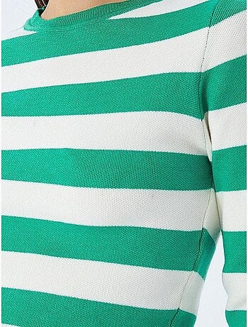 Pull en maille côtelée rayée mixray