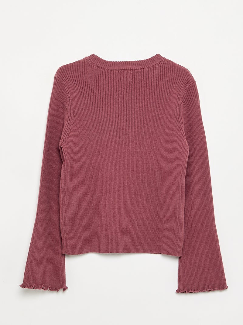 Pull en maille côtelée Rose - Kiabi