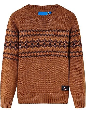 Pull en maille coton col rond manches longues - vidaxl