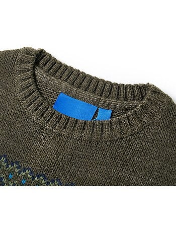 Pull en maille coton col rond manches longues - vidaxl