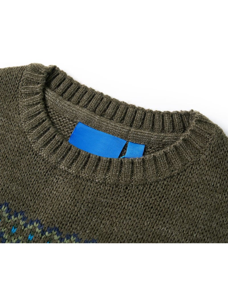 Pull en maille coton col rond manches longues - vidaxl Vert - Kiabi