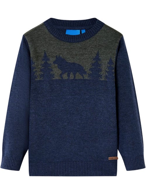 Pull en maille coton col rond motifs loup et bois - vidaxl - Kiabi Pull en maille coton col rond motifs loup et bois - vidaxl - Kiabi