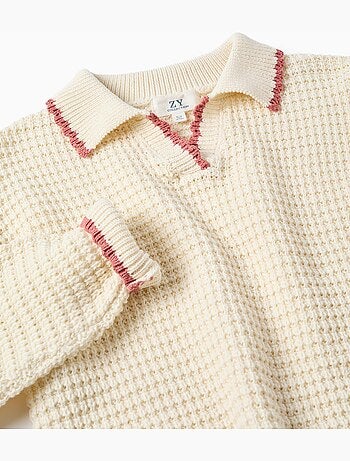 Pull en maille de coton à col de style polo