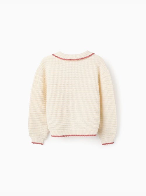 Pull en maille de coton à col de style polo - Kiabi