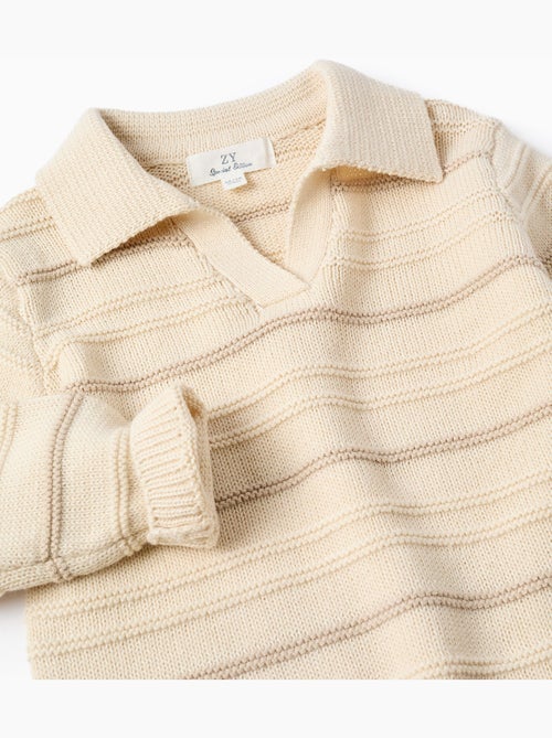 Pull en maille de coton à col polo - Kiabi