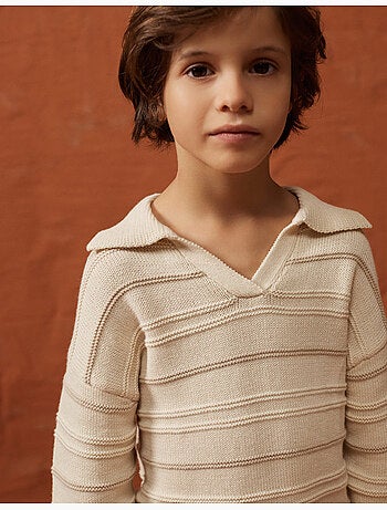 Pull en maille de coton à col polo