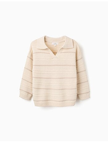 Pull en maille de coton à col polo