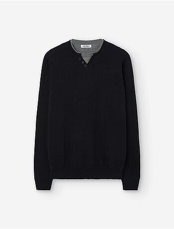 Pull en maille de coton à double col
