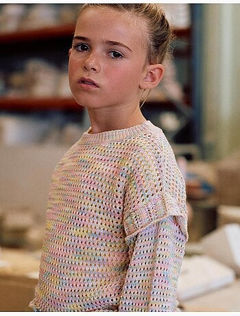 Pull en maille de coton à volants