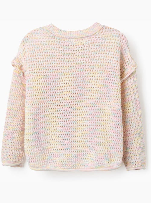 Pull en maille de coton à volants - Kiabi
