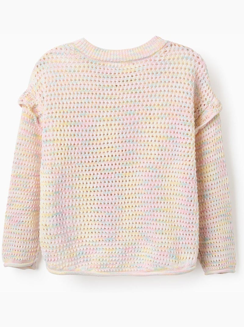 Pull en maille de coton à volants Beige clair - Kiabi