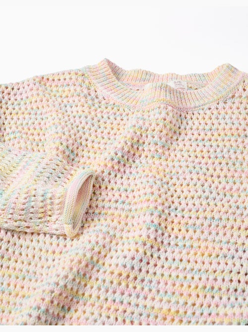 Pull en maille de coton à volants - Kiabi