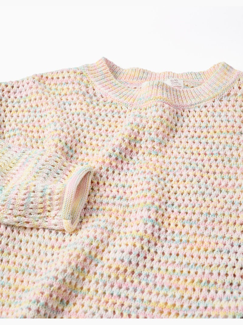 Pull en maille de coton à volants Beige clair - Kiabi