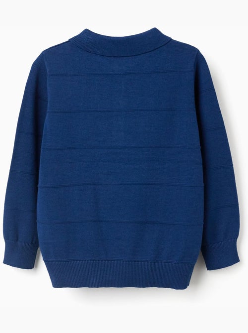 Pull en maille de coton avec lignes en relief - Kiabi