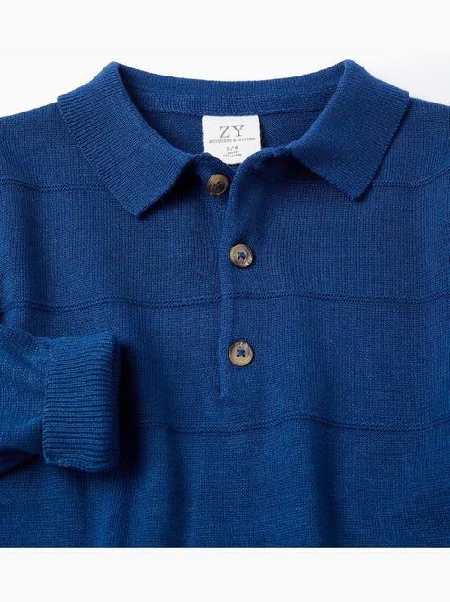 Pull en maille de coton avec lignes en relief - Kiabi