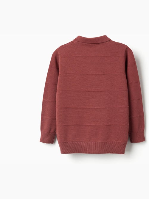 Pull en maille de coton avec lignes en relief - Kiabi