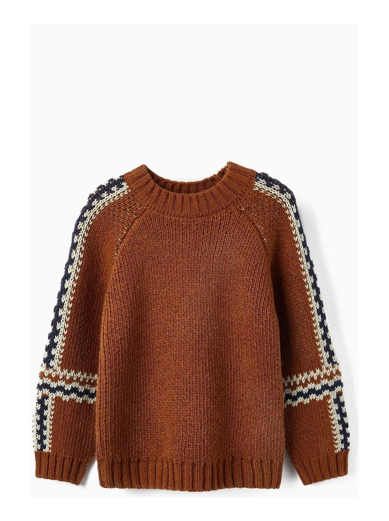 Pull en Maille de Laine avec pour Garçon   ACE CLUBS Jaune foncé - Kiabi