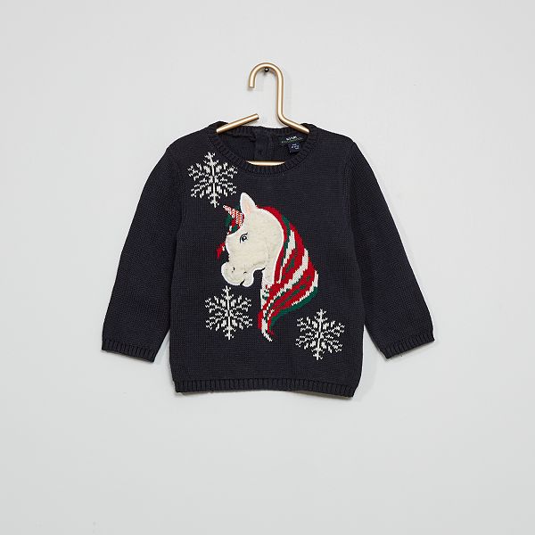 Pull En Maille De Noel Bebe Fille Bleu Kiabi 8 00