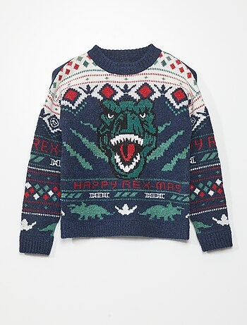 Pull en maille de 'noël' 'Jurassic Park'