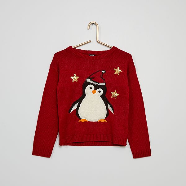 Pull En Maille De Noel Fille 3 12 Ans Pinguoin Kiabi 9 00