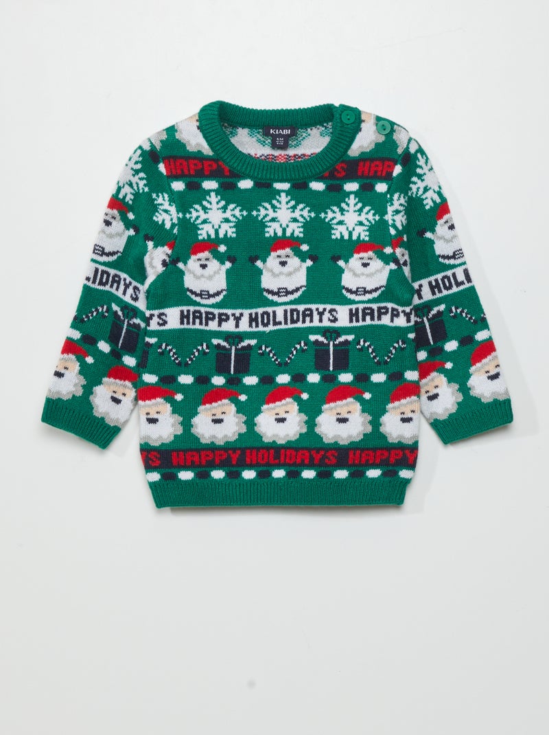 Pull en maille de Noël Vert - Kiabi