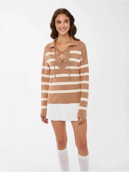 Pull en maille décontractée à rayures - Kiabi Pull en maille décontractée à rayures - Kiabi