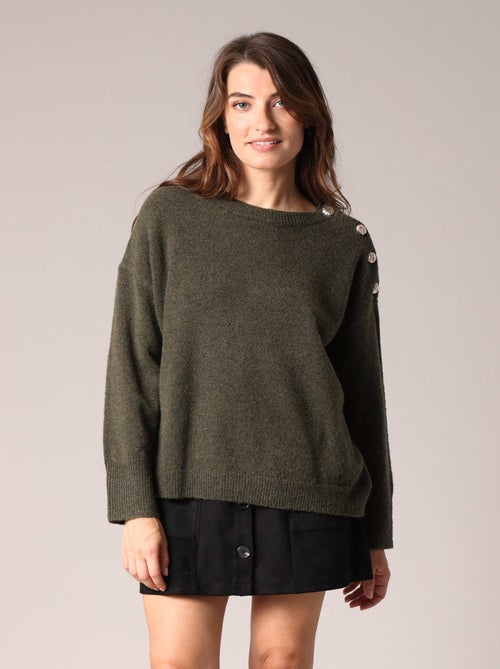 Pull en maille douce avec boutons décoratifs 'Deeluxe' - Kiabi