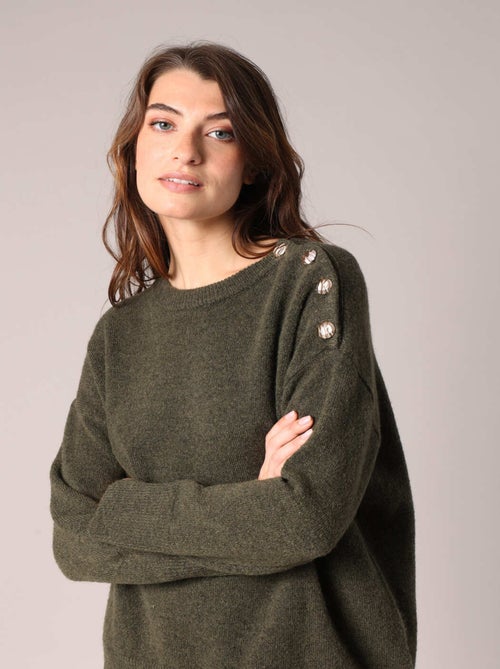 Pull en maille douce avec boutons décoratifs 'Deeluxe' - Kiabi