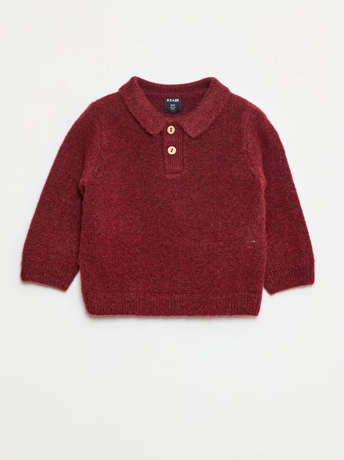 Pull en maille douce avec col polo boutonné - Kiabi
