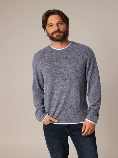 Pull en maille douce avec col rond contrasté et finitions soignées 'Deeluxe' - Kiabi