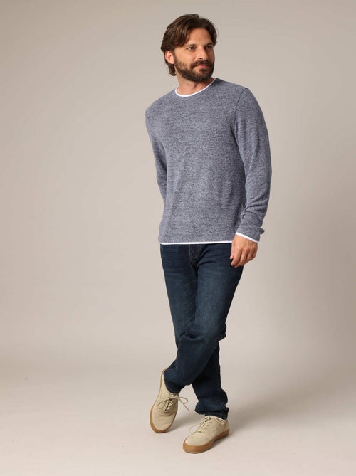 Pull en maille douce avec col rond contrasté et finitions soignées 'Deeluxe' - Kiabi