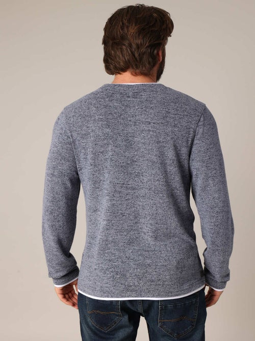 Pull en maille douce avec col rond contrasté et finitions soignées 'Deeluxe' - Kiabi