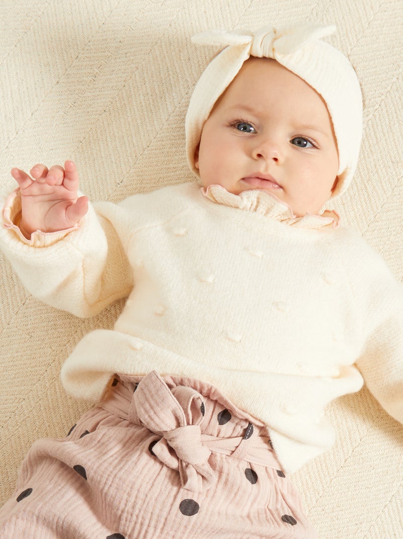 Pull en maille douce blanc - Kiabi