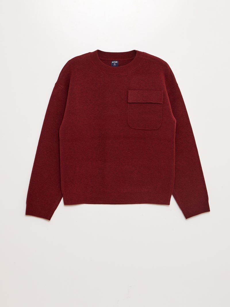 Pull en maille douce col rond Rouge - Kiabi