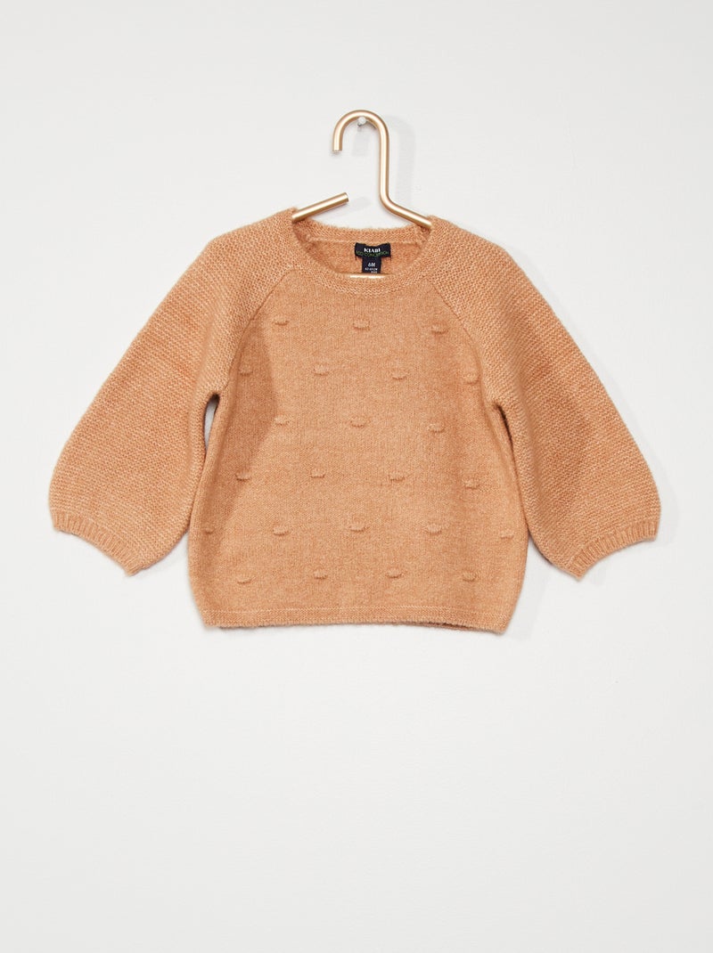 Pull en maille douce rose poudré - Kiabi
