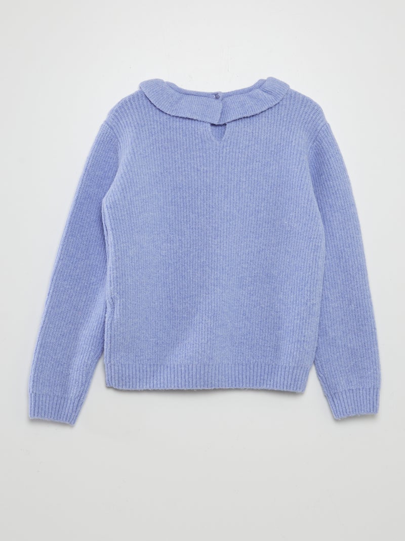 Pull en maille doudou avec froufrou Bleu - Kiabi