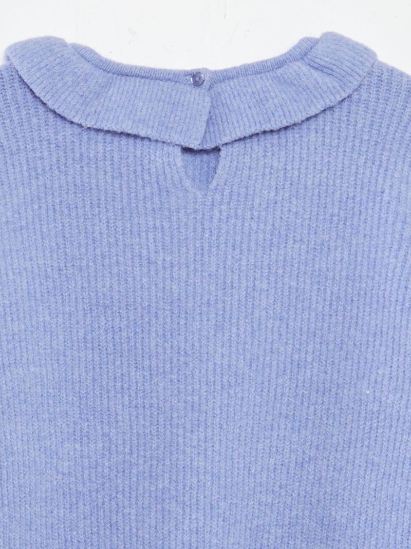 Pull en maille doudou avec froufrou Bleu - Kiabi