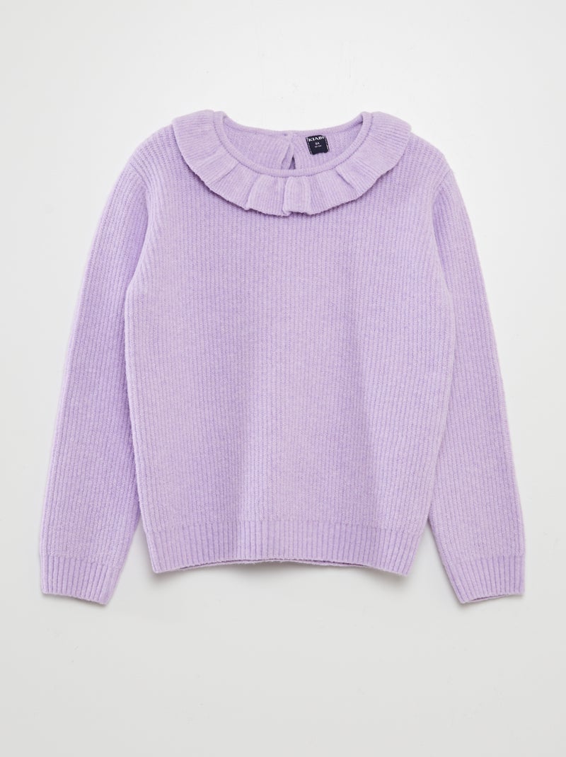 Pull en maille doudou avec froufrou Violet - Kiabi