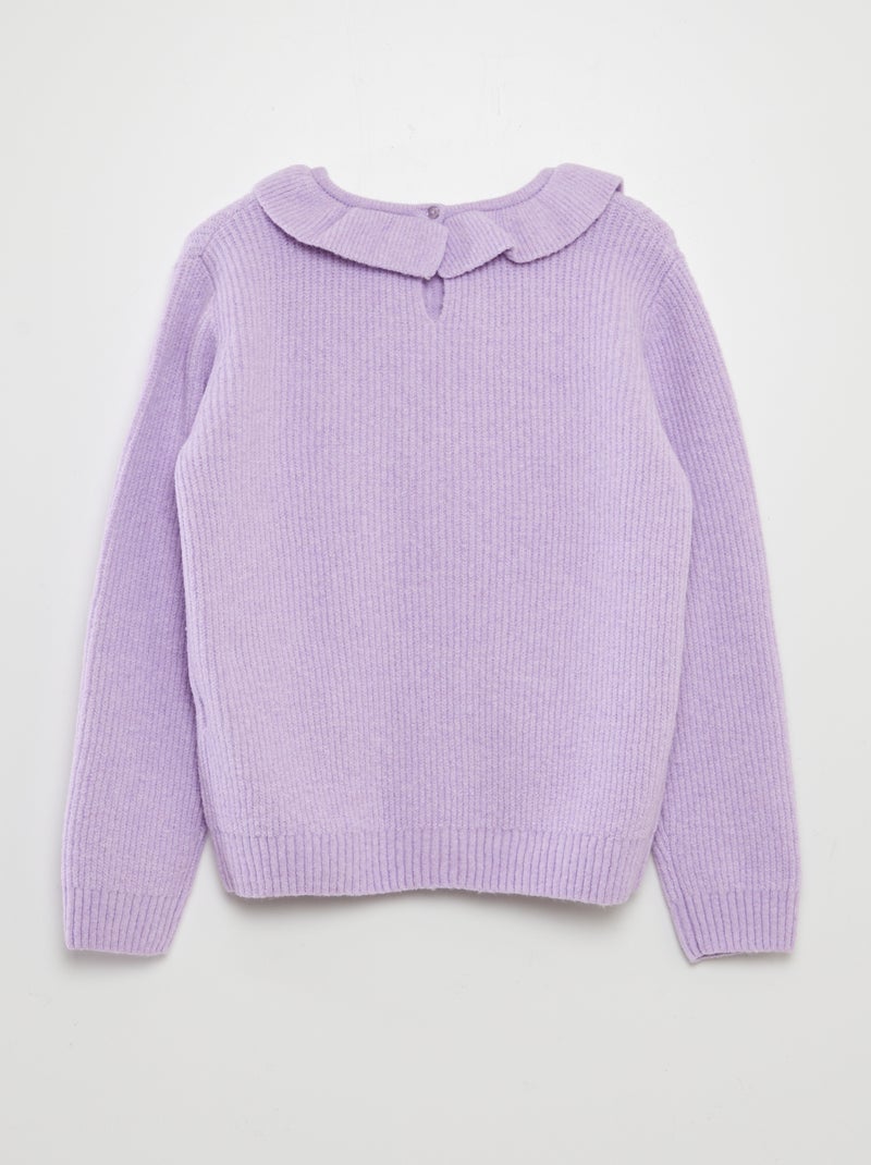 Pull en maille doudou avec froufrou Violet - Kiabi