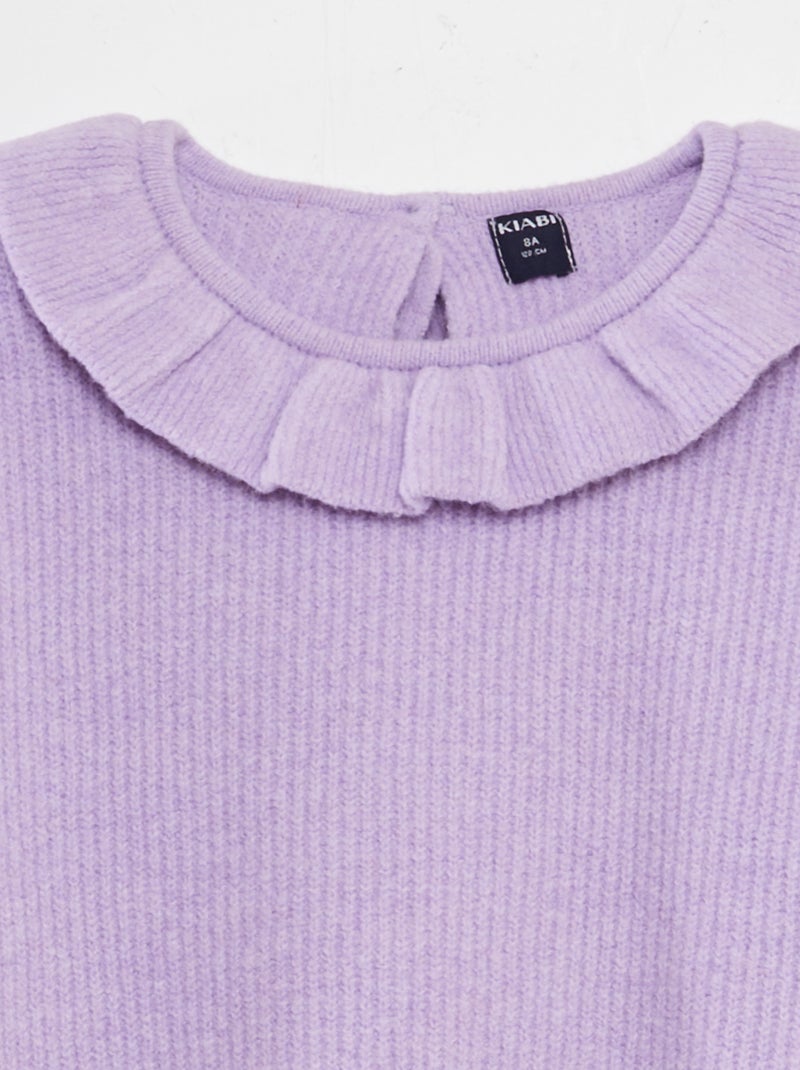 Pull en maille doudou avec froufrou Violet - Kiabi