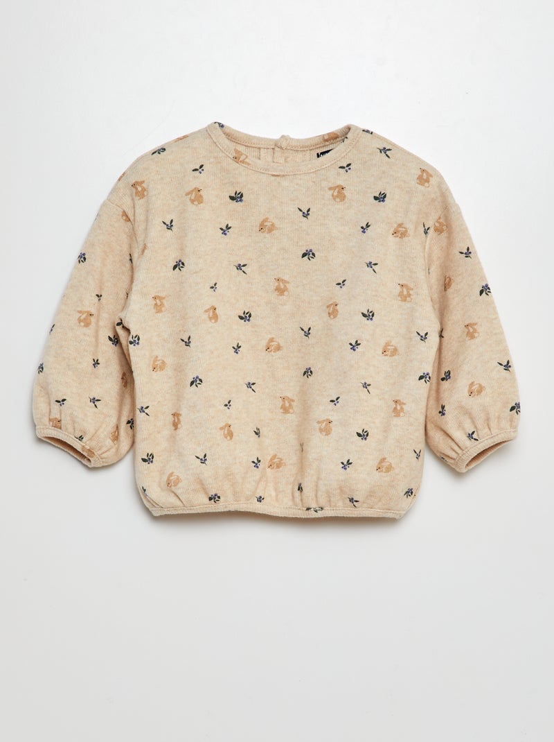 Pull en maille doudou Beige - Kiabi