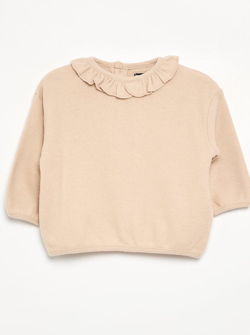 Pull en maille doudou Beige - Kiabi