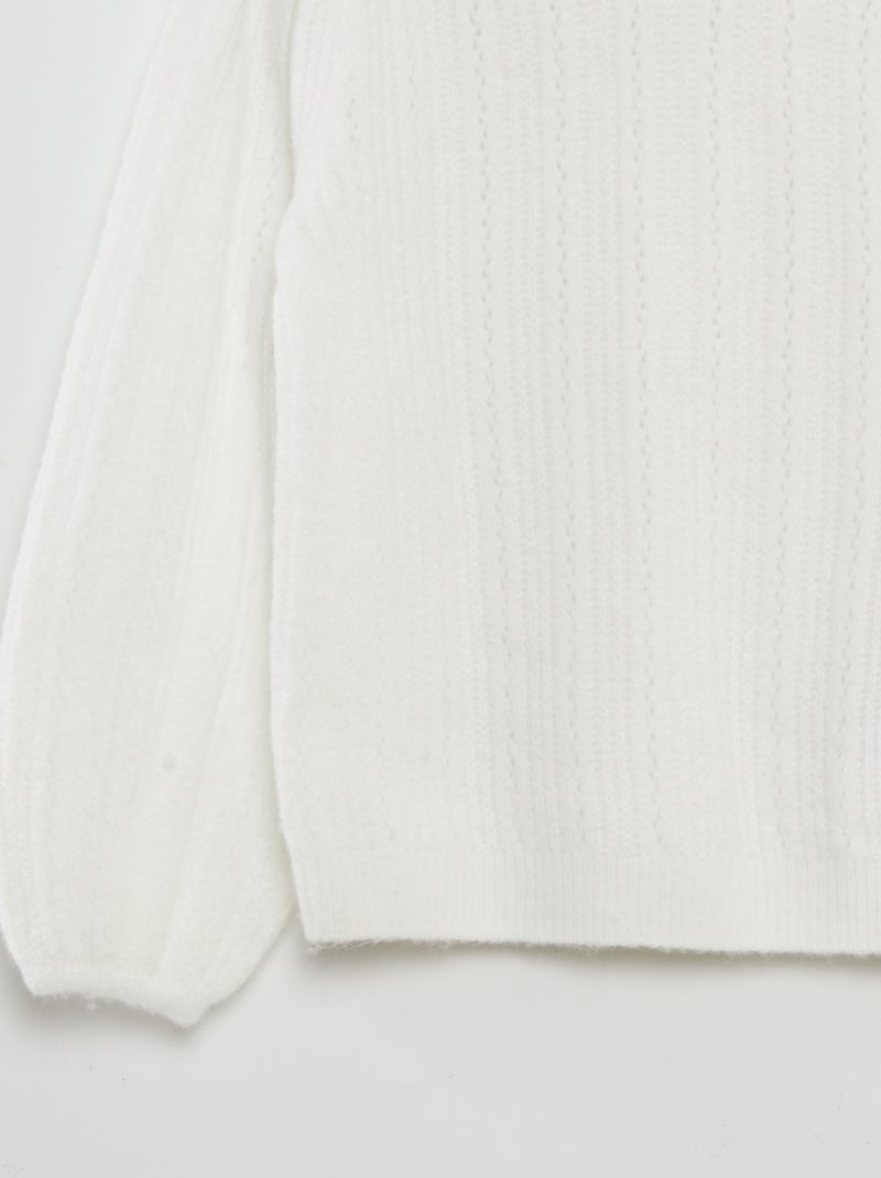 Pull en maille doudou fantaisie blanc - Kiabi